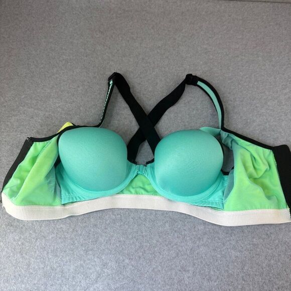 Victoria's Secret Sport VSX‎  Zip Front Sports Bra Size 34C Neon Yellow & Black - Picture 5 of 13